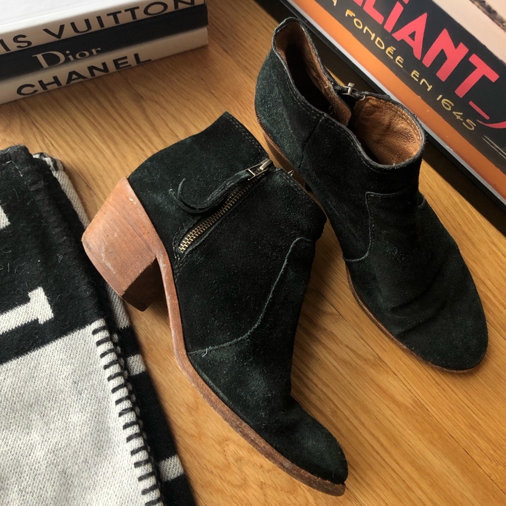 Madewell Janice Black Suede Ankle Booties Boots